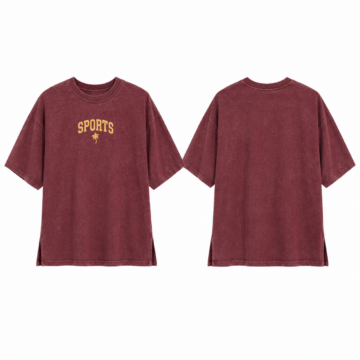 Maroon and Gold Oversized Crewneck T-Shirt