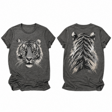 Gray and Black Crewneck Short Sleeve T-Shirt