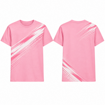 Pink and White Colorblock Crew Neck T-Shirt