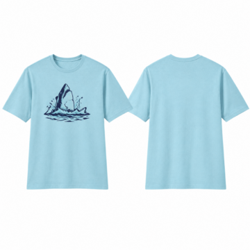 Turquoise and Navy Shark Graphic Crewneck T-Shirt