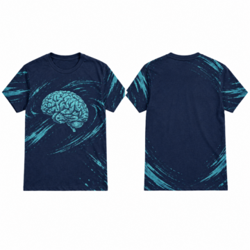 Navy and Turquoise Colorblock Crew Neck T-Shirt